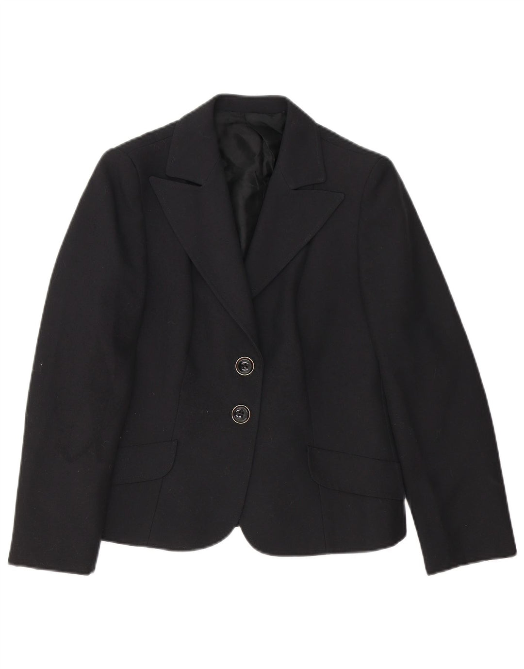 Vintage Damen 2-Knopf-Blazerjacke UK 12 Mittelschwarzes Polyester