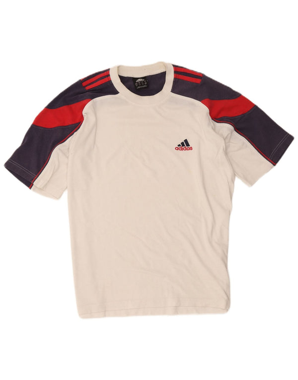 ADIDAS Herren T-Shirt Top UK 40/42 Mittelweiß Colourblock Baumwolle