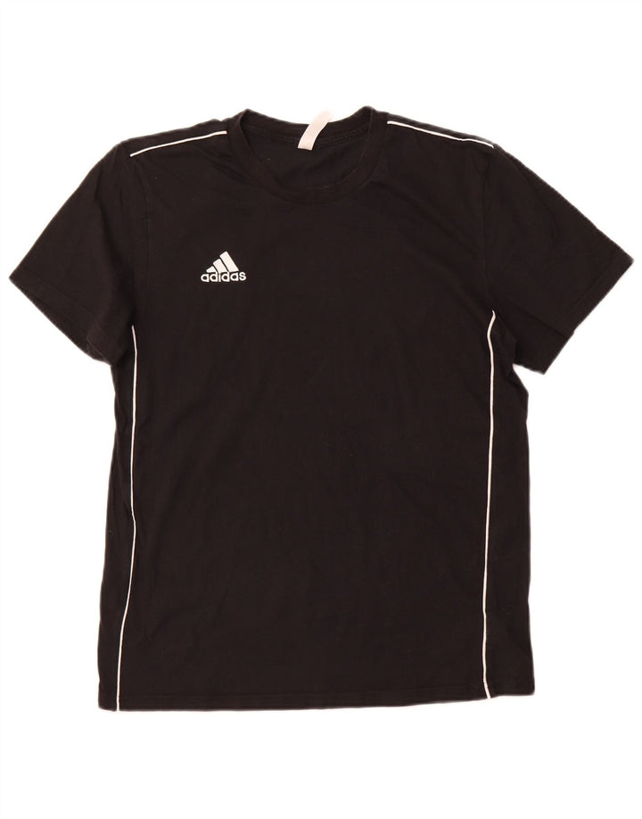 ADIDAS Damen T-Shirt Top UK 14 Medium Schwarz Baumwolle