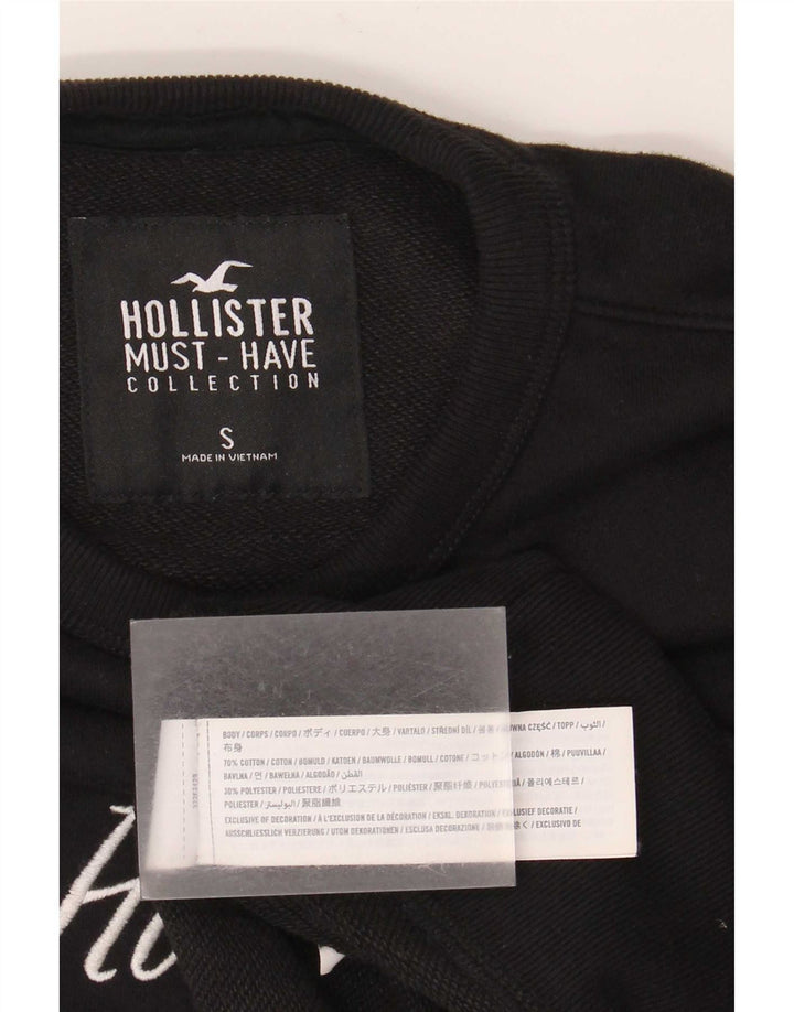 Hollister Herren-Sweatshirt mit Grafik, Größe S, schwarze Baumwolle