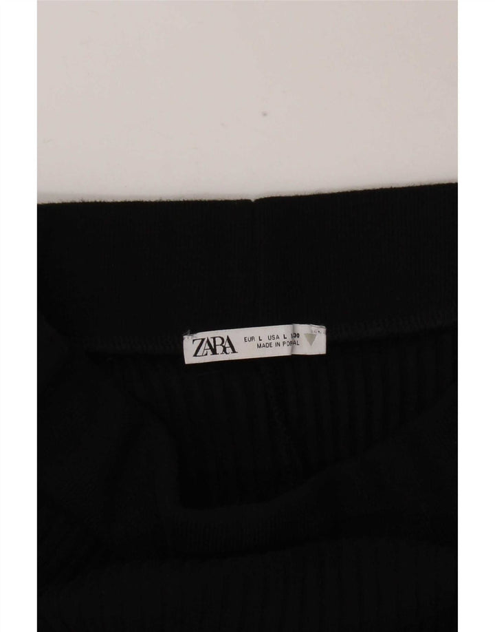 Zara Damen Midirock mit hoher Taille, Größe L, W30, Schwarz
