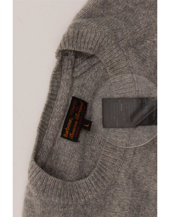 Barbour Herren-Pullover mit U-Boot-Ausschnitt, große graue Wolle