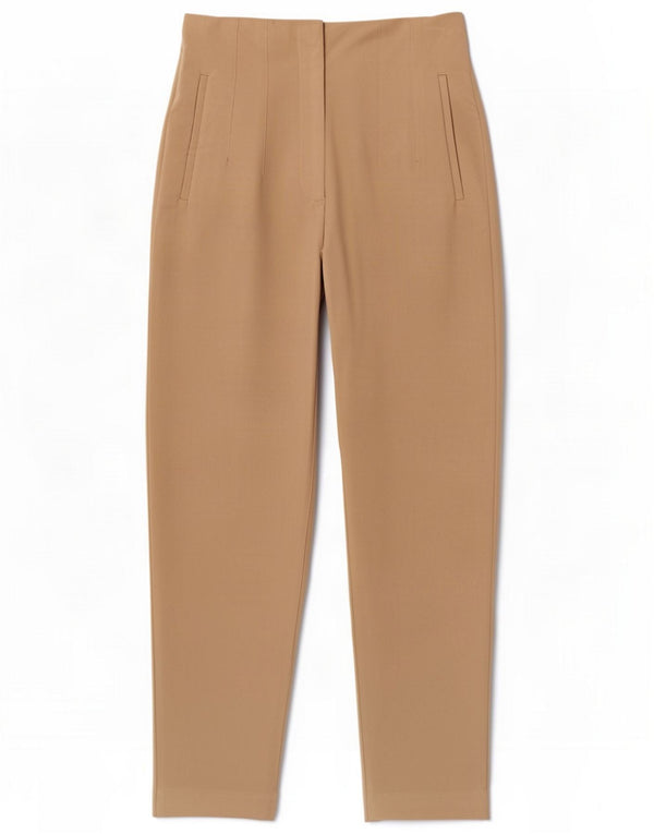 Zara Damen-Chinohose mit hoher Taille, mittelgroß, W28, L26, Beige, Polyester
