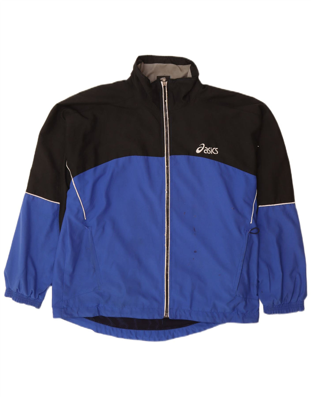 ASICS Herren-Trainingsanzug-Top-Jacke XL, blaues Colourblock-Polyester