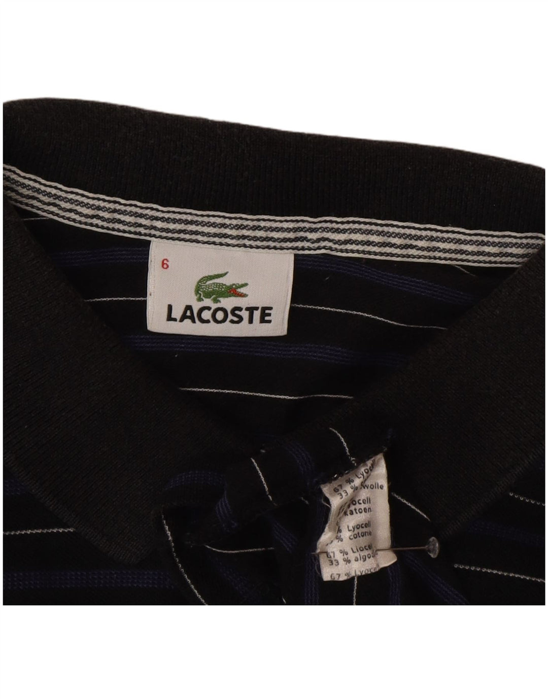 Lacoste Herren Poloshirt Größe 6 XL Marineblau gestreiftes Lyocell