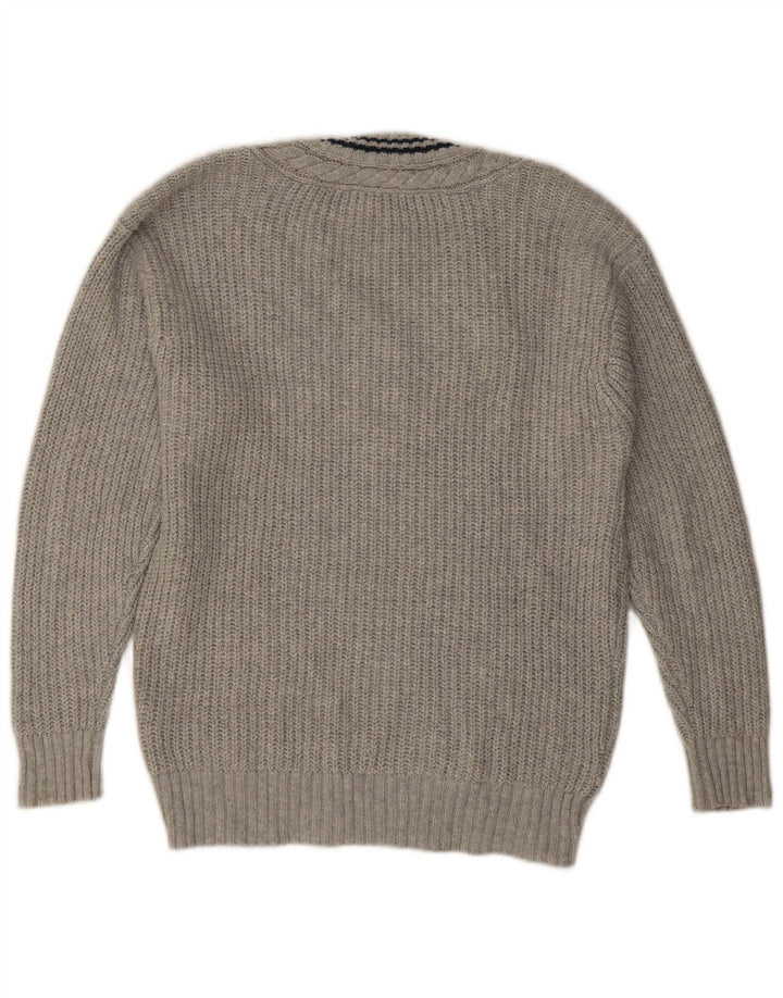 American Eagle Herren-Pullover mit V-Ausschnitt, Größe S, graue Baumwolle