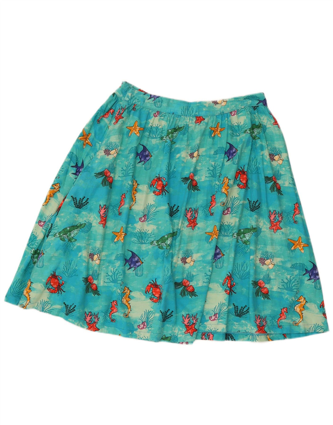 Lindy Bop Womens Abstract Pattern Flared Rock UK 12 Medium W30 Blaue Baumwolle