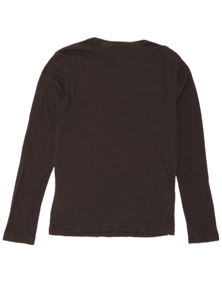 TOMMY HILFIGER Womens Top Long Sleeve UK 14 Medium Black Cotton