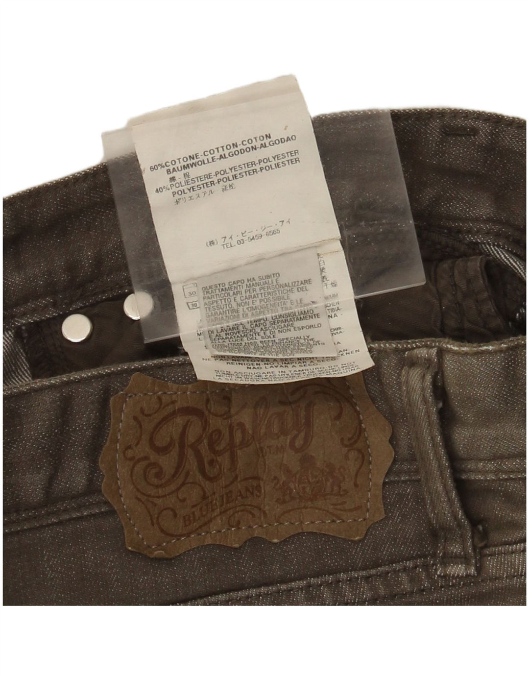 Replay Damen Skinny Jeans W30 L32 Graue Baumwolle