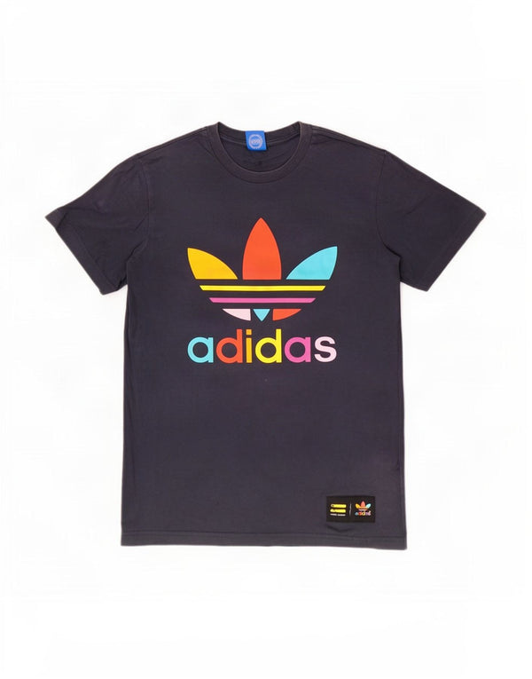 Adidas Damen Grafik T-Shirt Top UK 12 Medium Marineblau Baumwolle