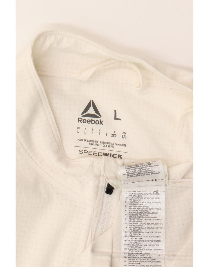 REEBOK Herren-Trainingsanzug, Oberteil, Jacke, groß, weiß kariert, Polyester