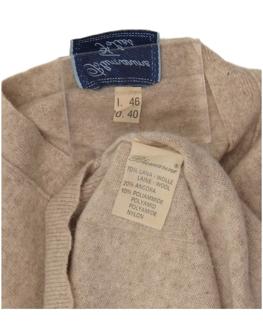 BLUMARINE Ärmelloser Damen-Cardigan-Pullover IT 46 Große beige Wolle