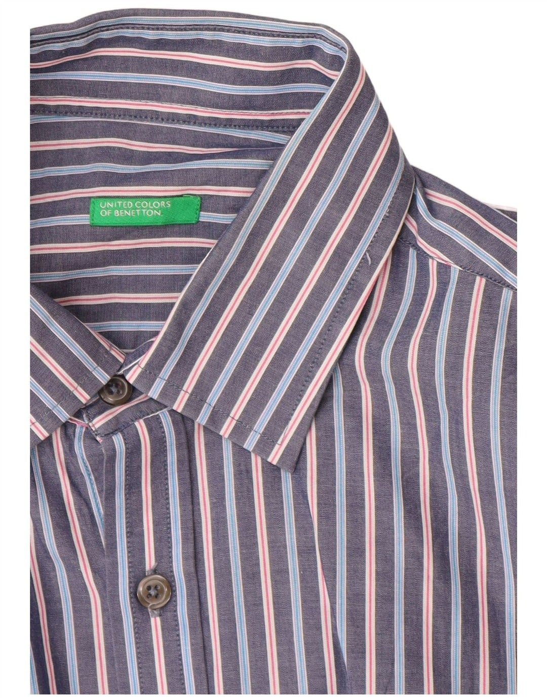 Benetton Herrenhemd Mittelblau gestreift