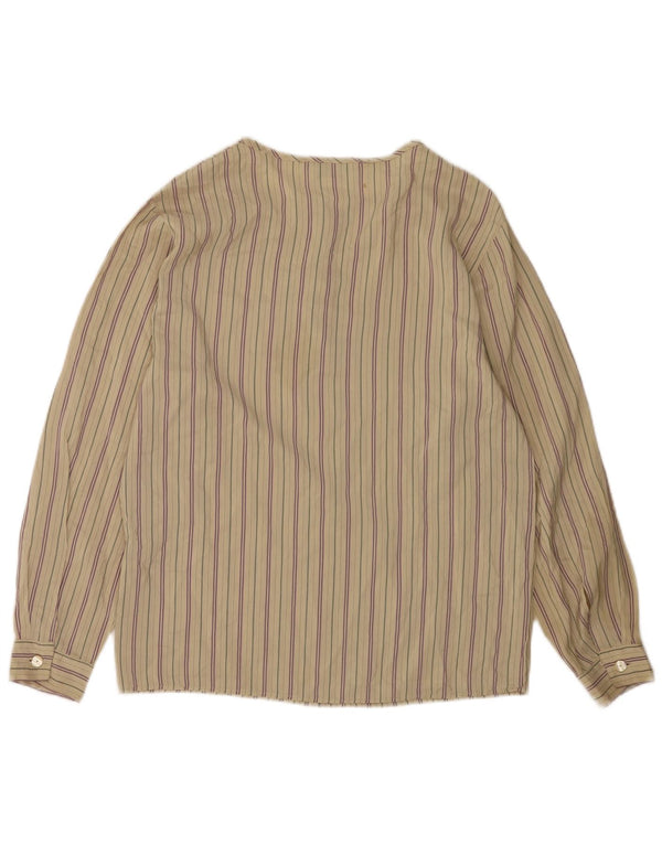 Marella Damen Pullover-Hemdbluse UK 12 Mittelbeige gestreifte Seide