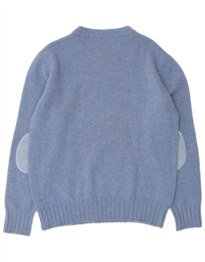 Murphy & Nye Herren-Pullover mit V-Ausschnitt, groß, blaue Farbblock-Wolle