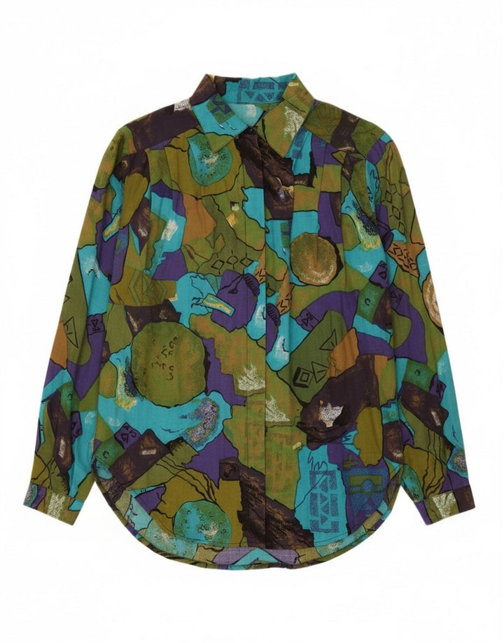 Vintage Damen Hemdbluse mit abstraktem Muster UK 22 3XL Mehrfarbig