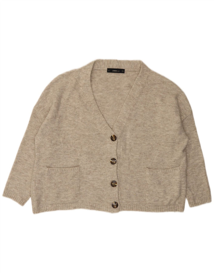 Zara Damen-Strickjacke in Übergröße, Gr. 10, Größe S, Grau meliert