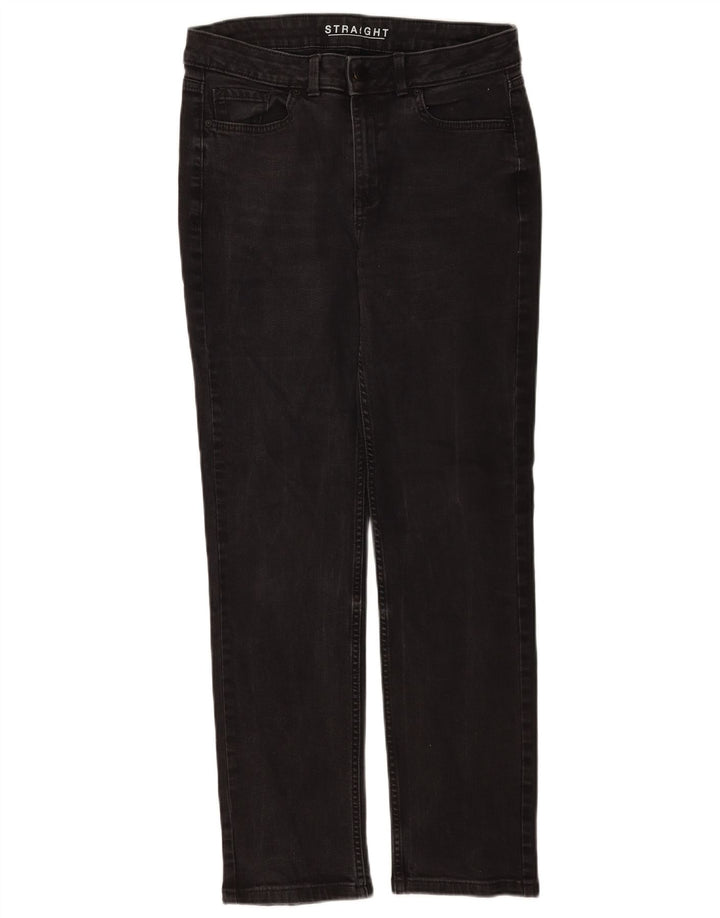 Marks & Spencer Damen Straight Jeans UK 12 Medium W32 L30 Schwarze Baumwolle
