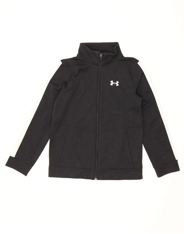 Under Armour Jungen-Trainingsanzug-Top-Jacke, 9–10 Jahre, Mittelschwarz, Farbblock