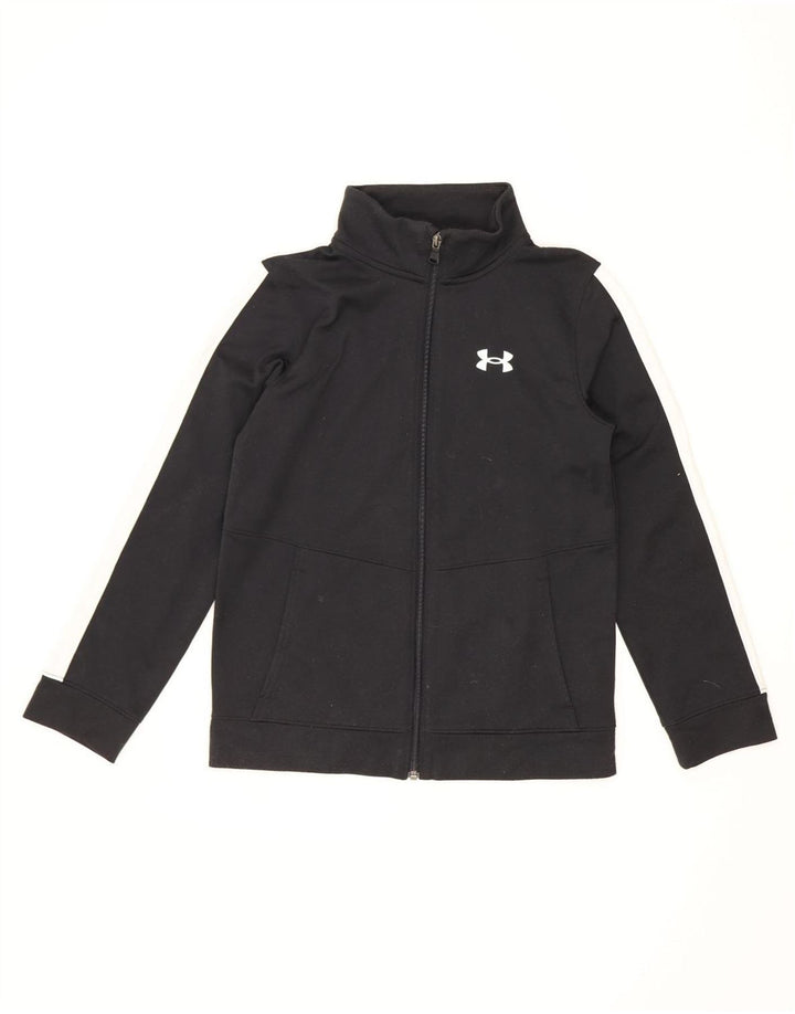 Under Armour Jungen-Trainingsanzug-Top-Jacke, 9–10 Jahre, Mittelschwarz, Farbblock