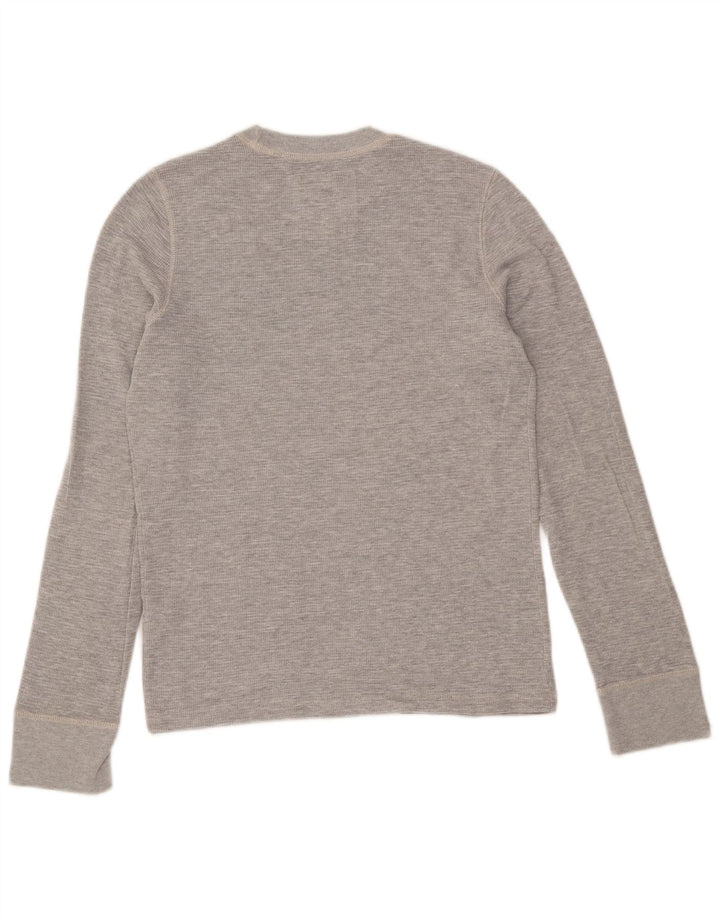 Hollister Herren-Oberteil, langärmelig, klein, graue Baumwolle
