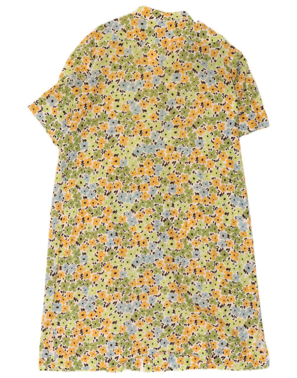 Vintage Damen Kurzarm-Hemdkleid IT 44 Medium Mehrfarbig geblümt