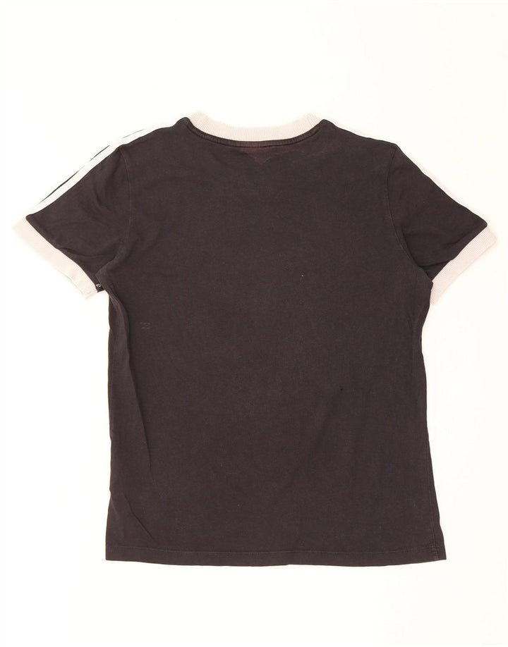 ADIDAS Damen T-Shirt Top UK 12 Medium Schwarz Baumwolle