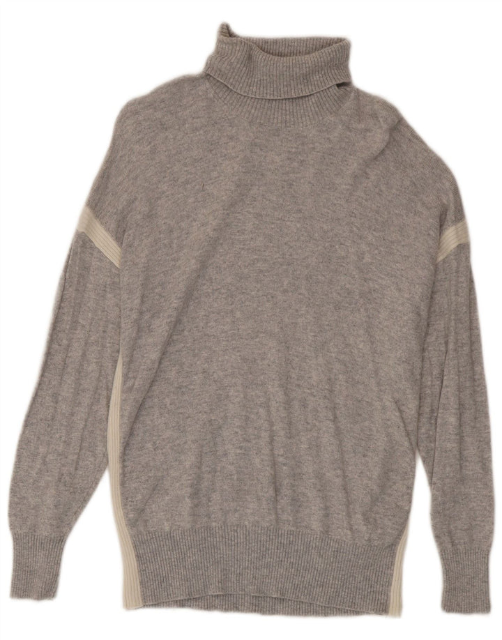 Reiss Herren-Pullover mit Rollkragen, mittelgraue Wolle in Blockfarben