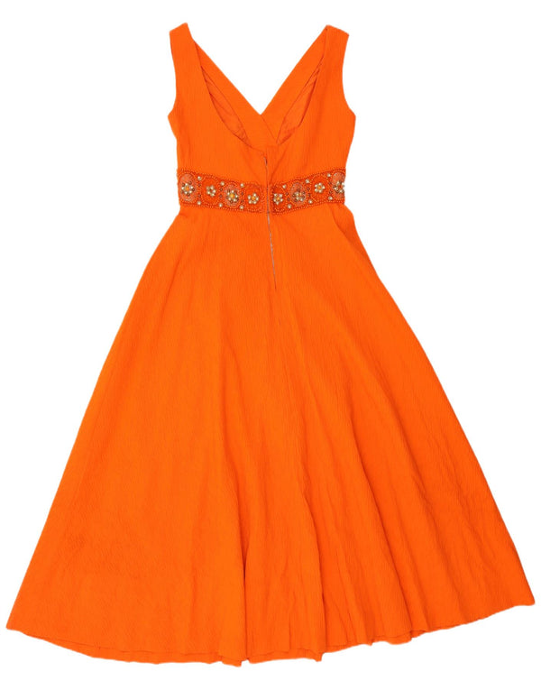 Vintage Damen Ärmelloses A-Linien-Kleid UK 10 Small Orange