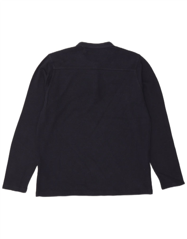 All Saints Herren-Top, langärmelig, klein, marineblau, Baumwolle