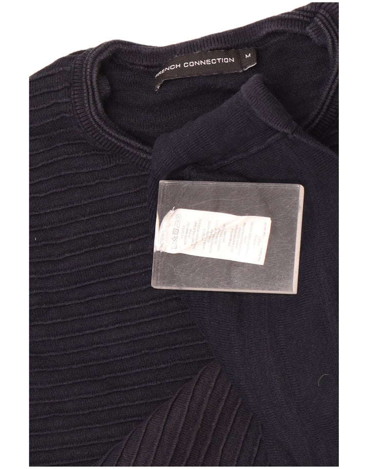 French Connection Herren-Pullover mit Rundhalsausschnitt, mittlere marineblaue Baumwolle