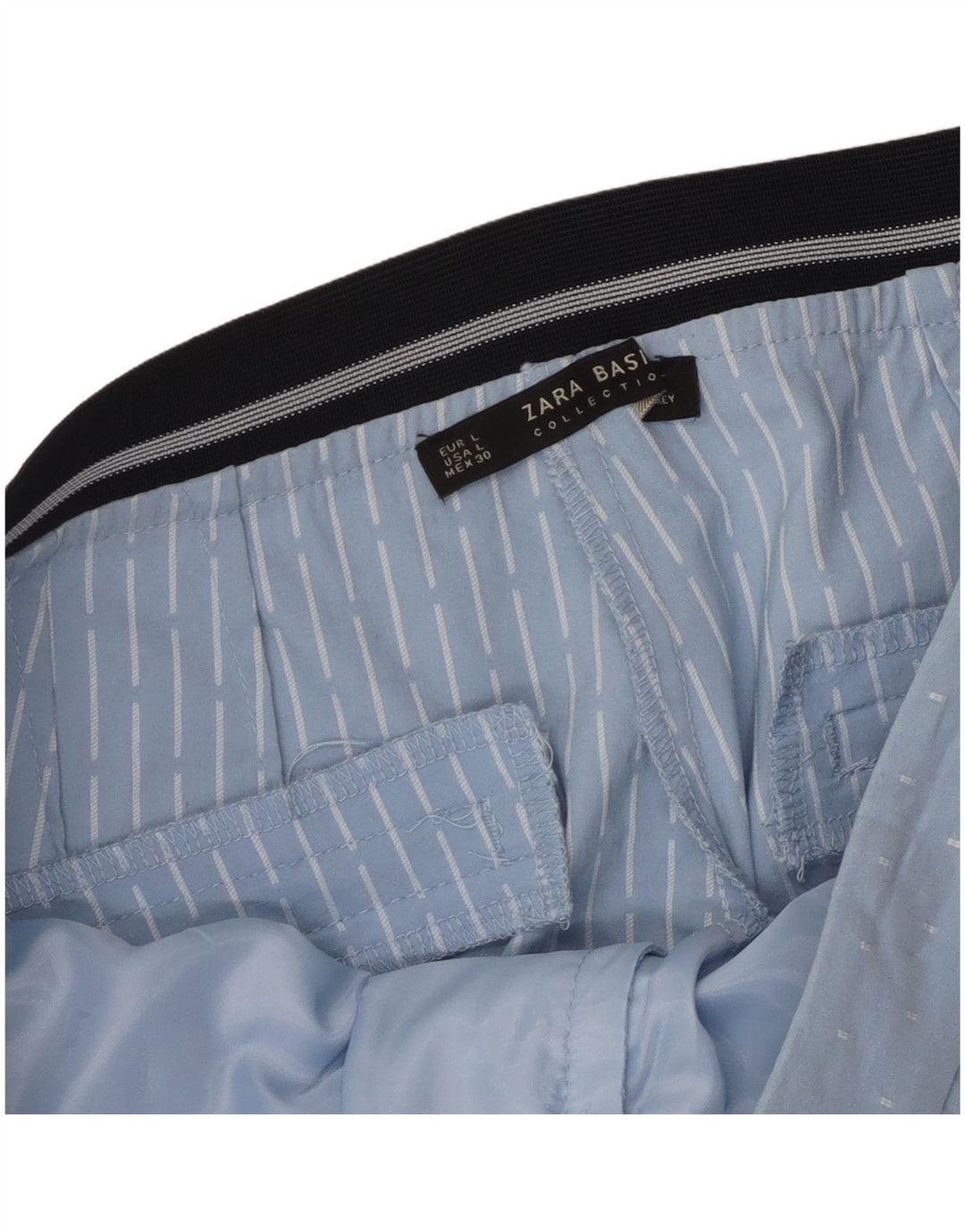 Zara Slim Chino-Hose für Damen, groß, W32, L27, blau, geometrisch