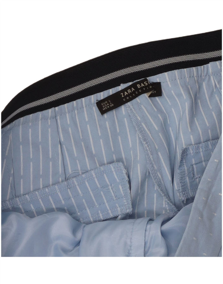 Zara Slim Chino-Hose für Damen, groß, W32, L27, blau, geometrisch