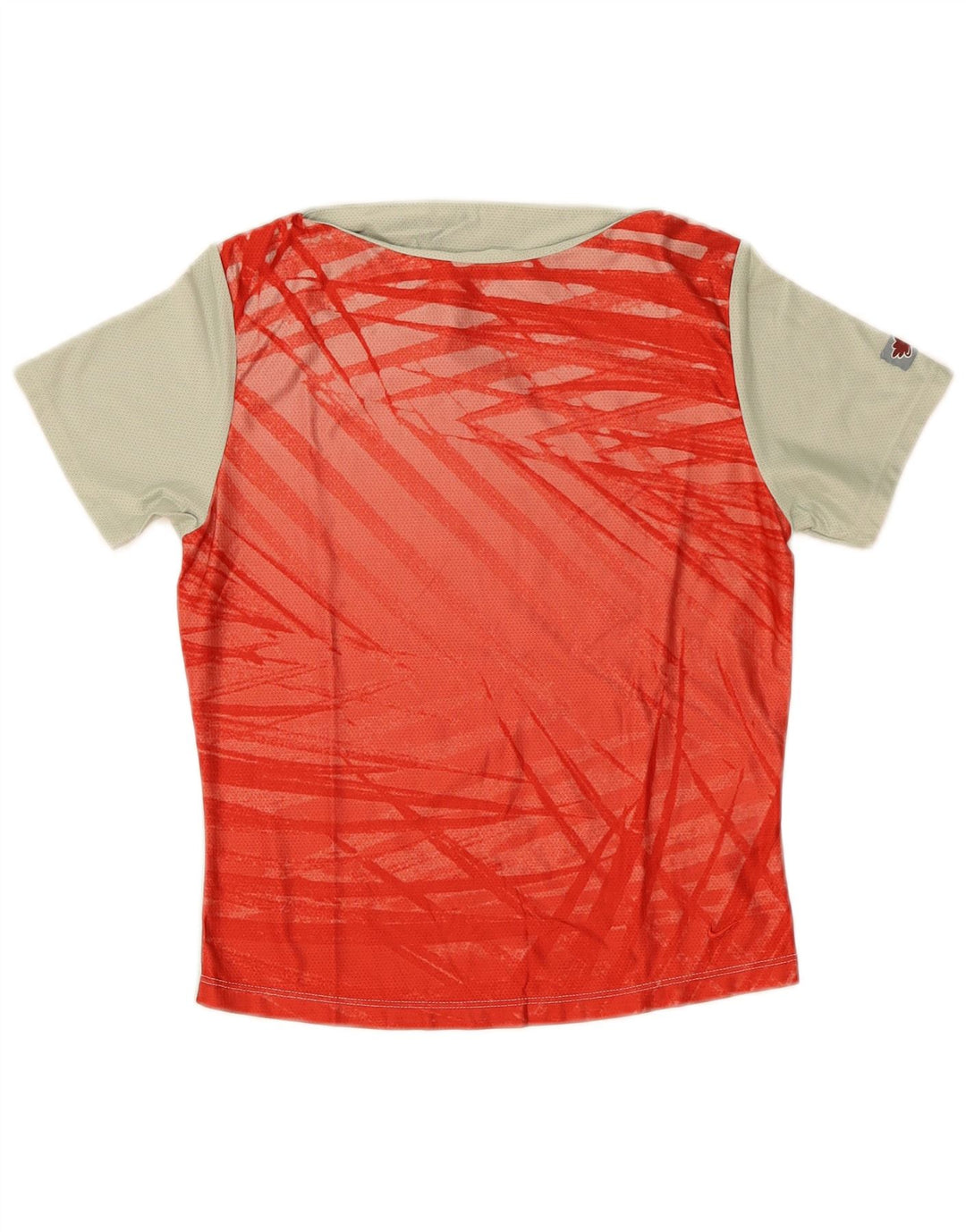 Nike Damen Grafik-T-Shirt-Oberteil UK 10/12 Mittelrotes Colourblock-Polyester