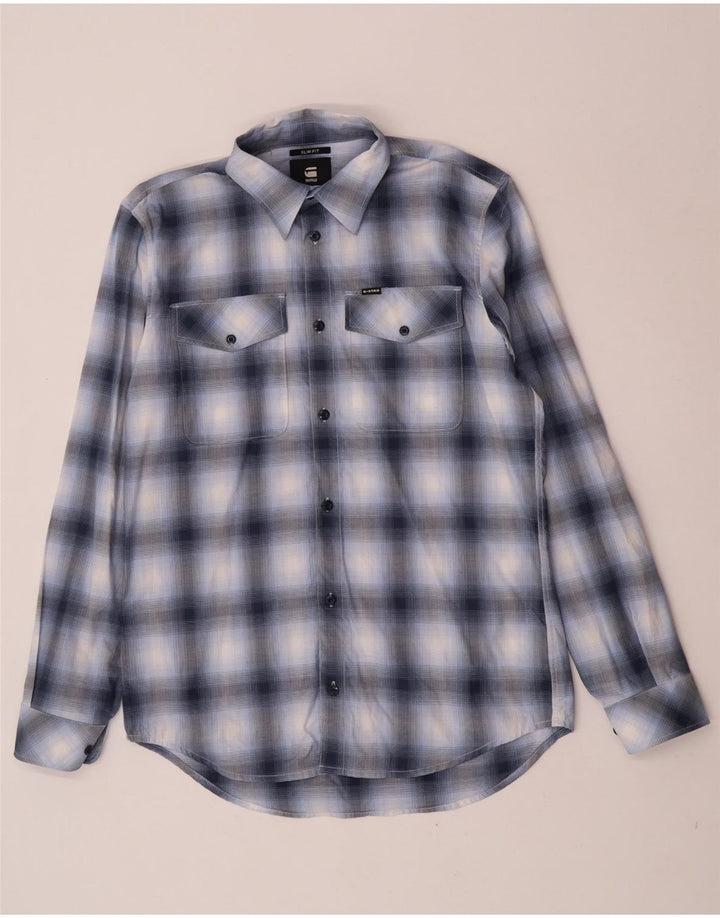 G-Star Herren Slim Fit Hemd, groß, blau kariert, Baumwolle