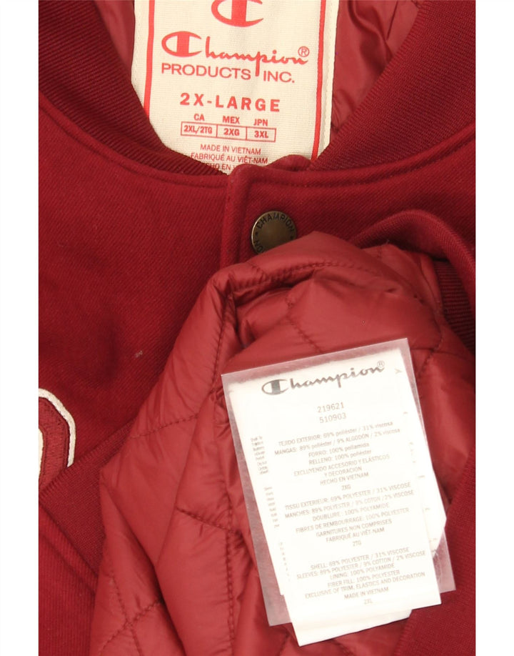 Champion Herren Graphic Varsity Jacke UK 44 2XL Burgund Farbblock