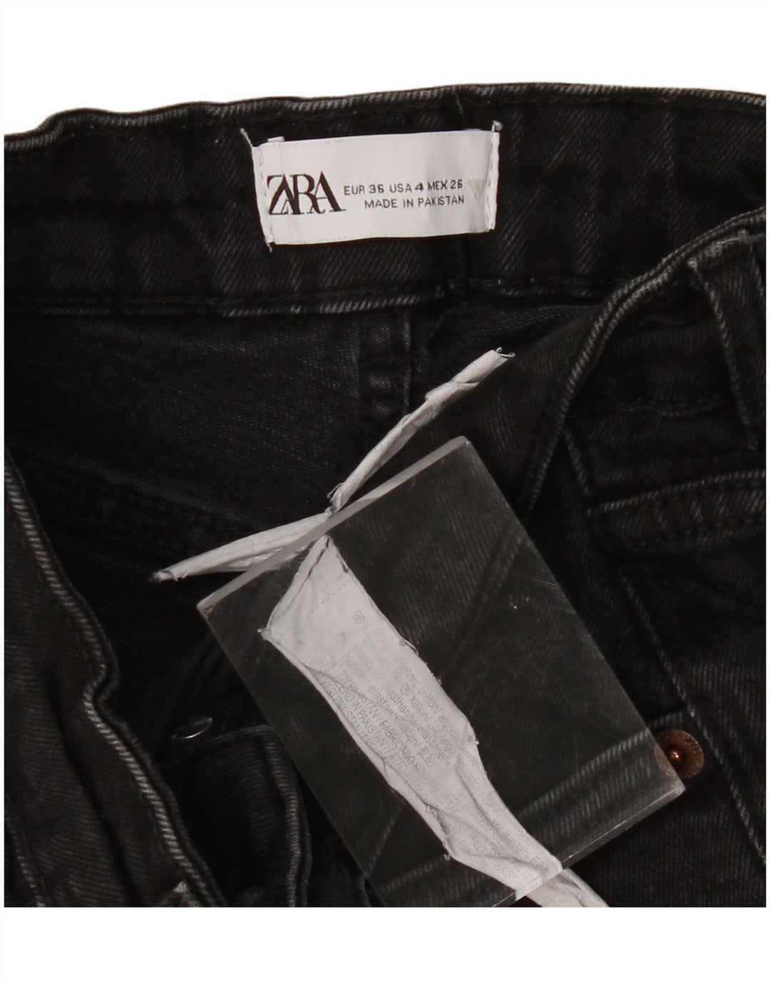 ZARA Damen Kurzjeans EU 36 XS W26 L23 Schwarze Baumwolle