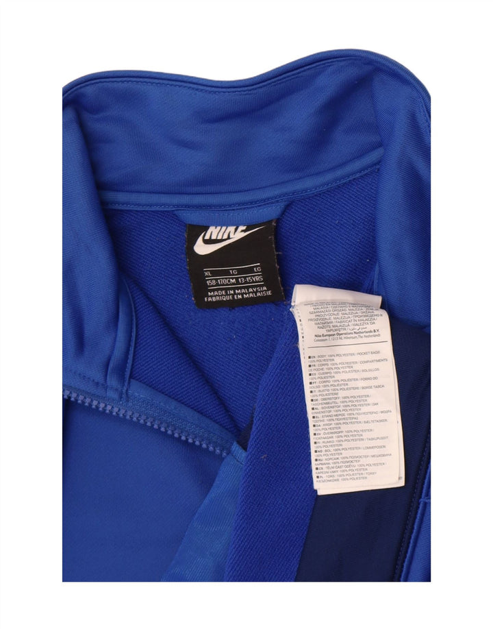 Nike Jungen-Trainingsanzug-Top-Jacke, 13–14 Jahre, XL, blaues Farbblock-Polyester
