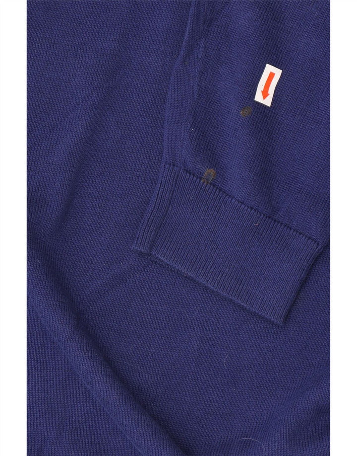 REISS Herren-Pullover mit V-Ausschnitt, groß, aus blauer Baumwolle