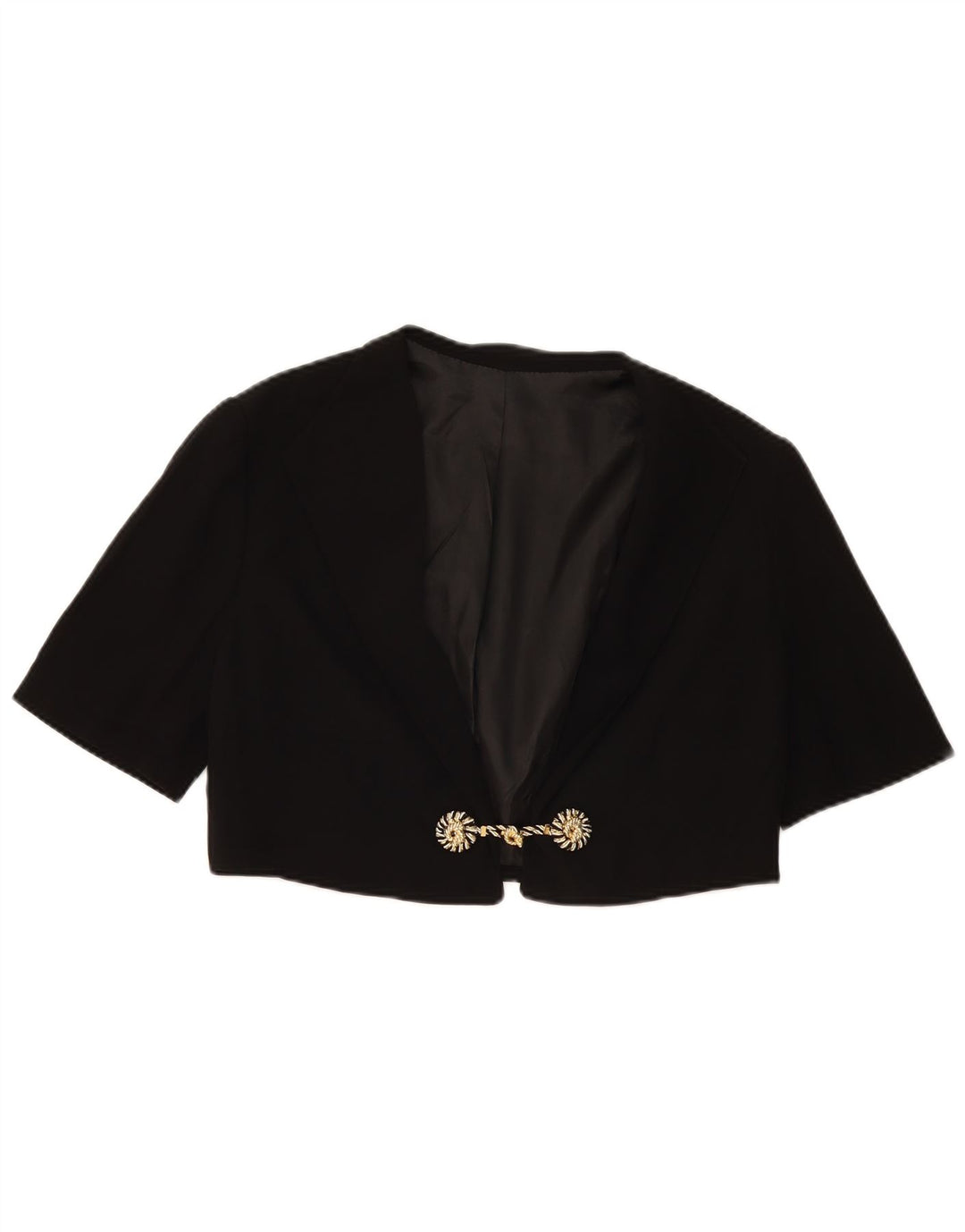 Vintage Damen Kurzarm Bolero Jacke UK 14 Medium Schwarz