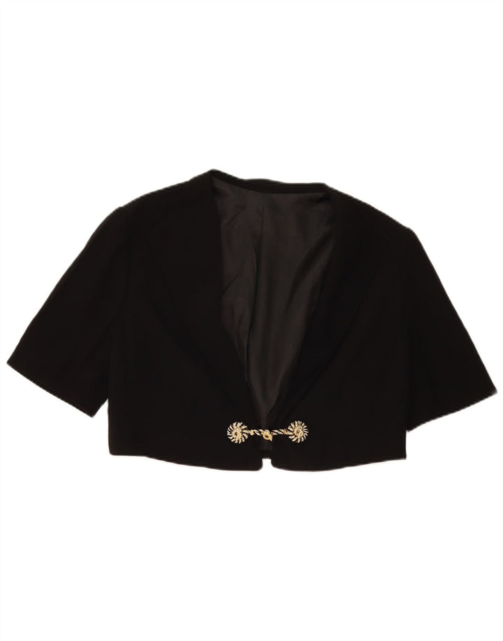 Vintage Damen Kurzarm Bolero Jacke UK 14 Medium Schwarz