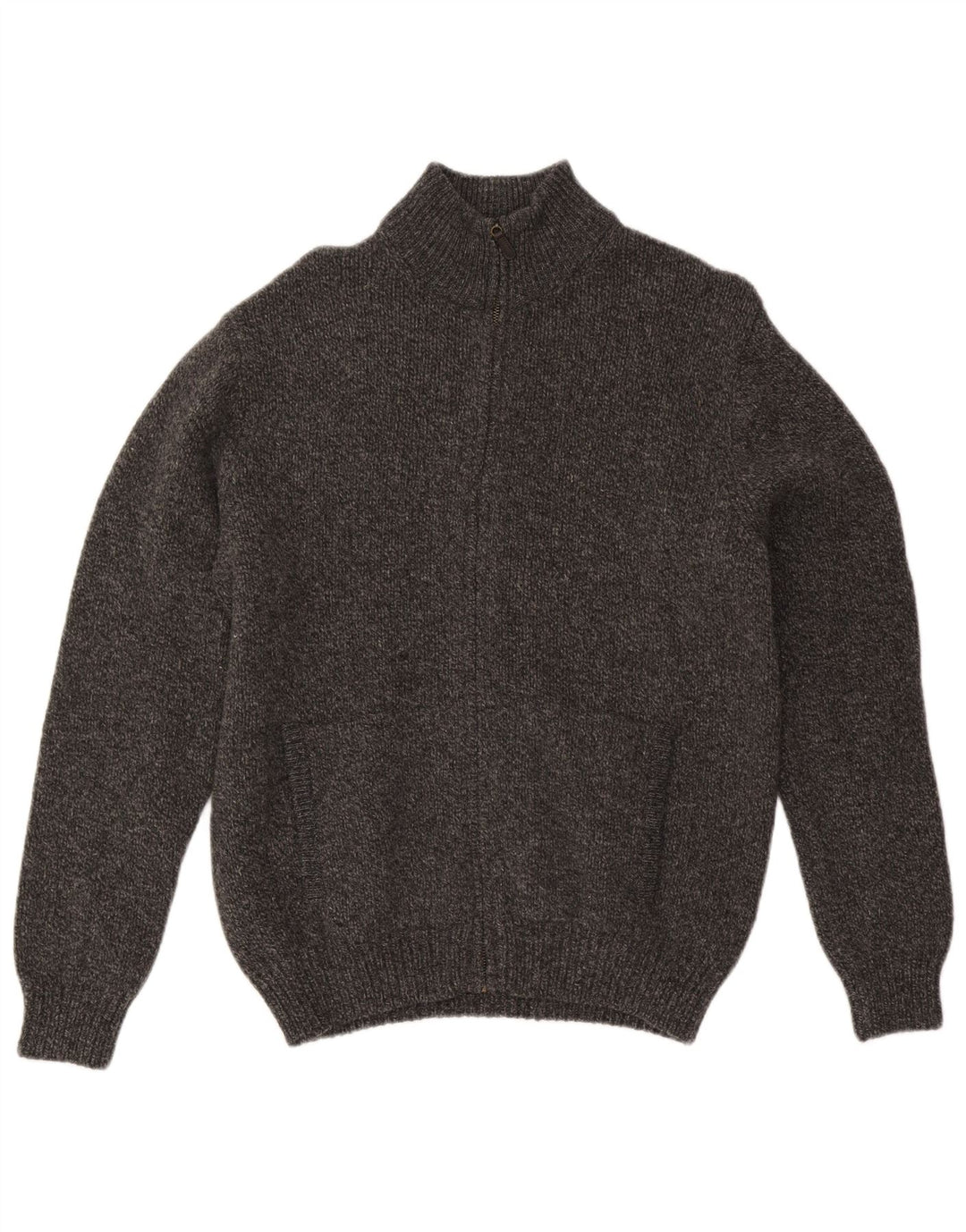 L.L.Bean Herren-Strickjacke aus mittelgrau melierter Lammwolle