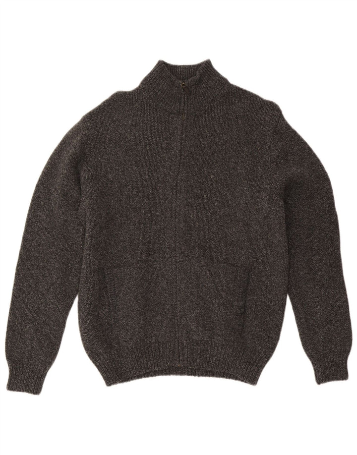 L.L.Bean Herren-Strickjacke aus mittelgrau melierter Lammwolle