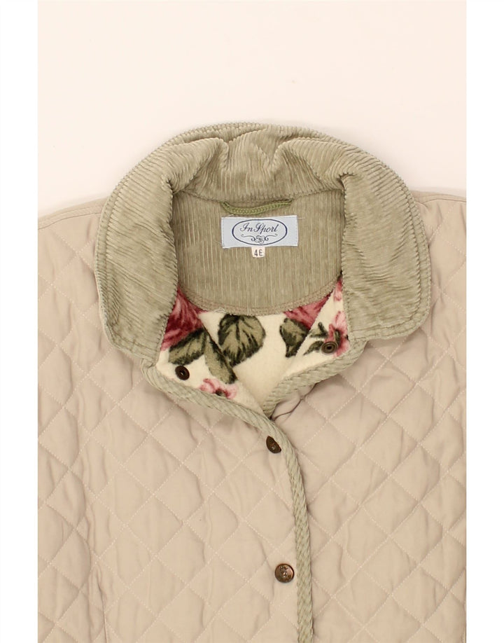 VINTAGE Womens Quilted Jacket IT 46 Large Beige Polyester Vintage Vintage and Second-Hand Vintage from Messina Hembry 