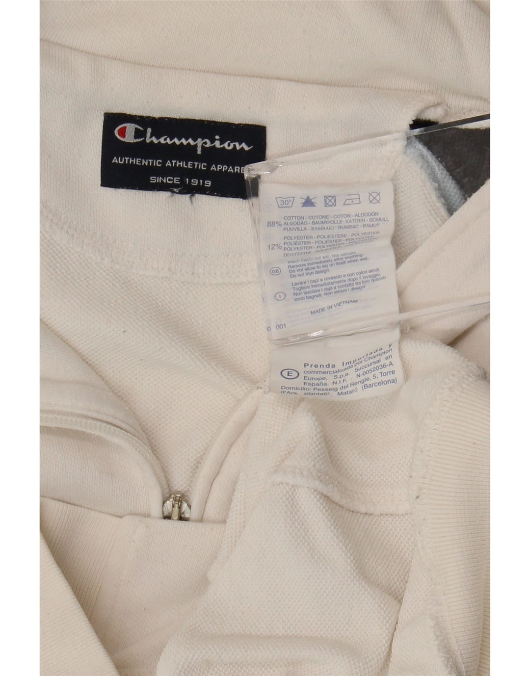 Champion Damen-Trainingsanzug-Top-Jacke, UK 16, Größe L, gebrochenes Weiß, Farbblock