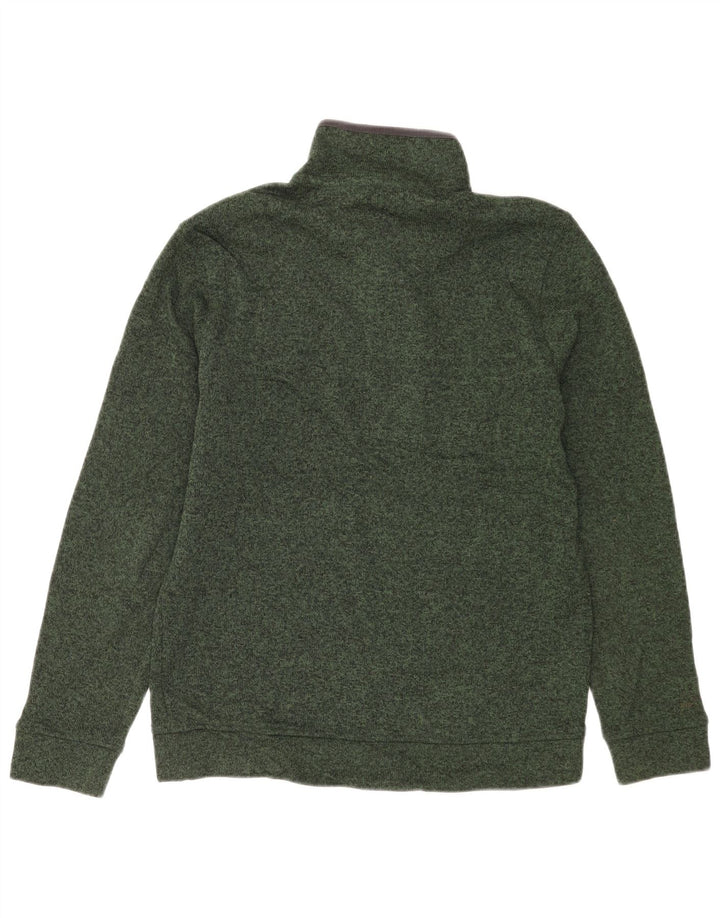 Eddie Bauer Herren-Sweatshirt mit Knopfkragen, Mittelgrün meliert