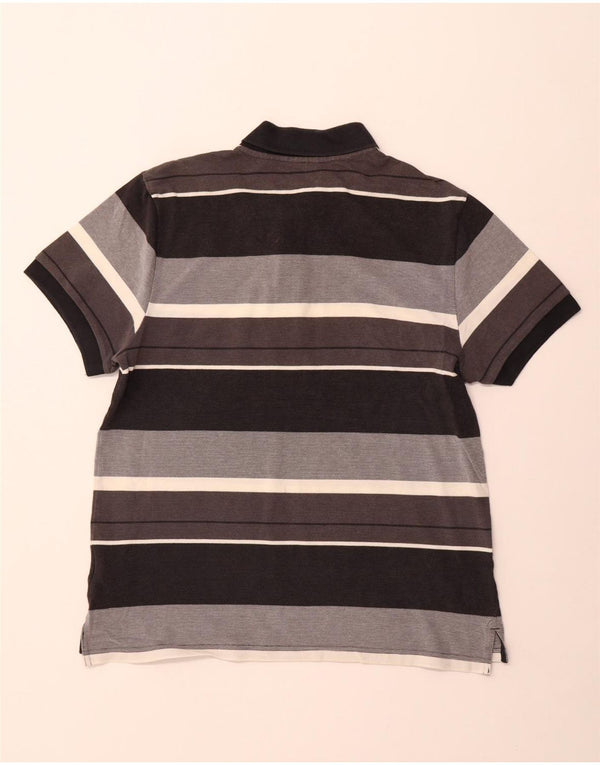 NIKE Mens Polo Shirt Large Grey Striped Cotton