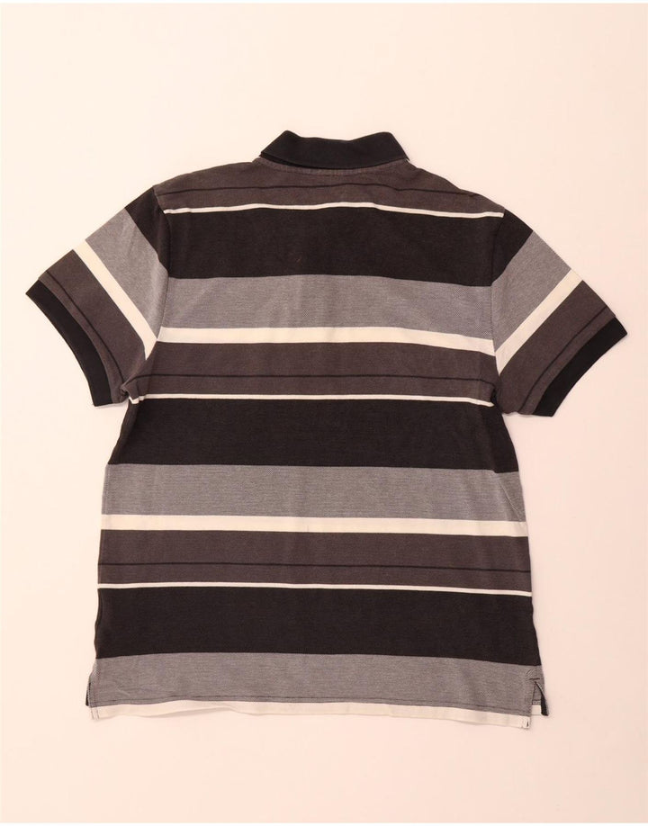 NIKE Herren-Poloshirt, groß, grau gestreift, Baumwolle