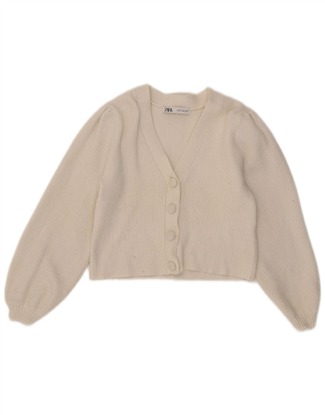 Zara Damen Crop Cardigan Pullover UK 12 Mittelweiße Viskose