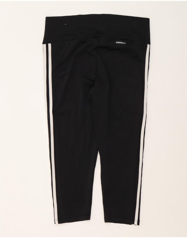 Adidas Damen Aeroready Capri Leggings UK 16/18 Large Schwarz Polyester